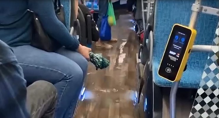Electric buses in Moscow are under water during another downpour