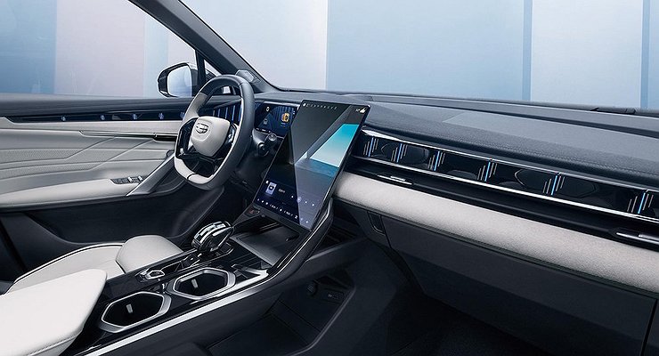 The Chinese showed the interior of the new Geely Atlas
