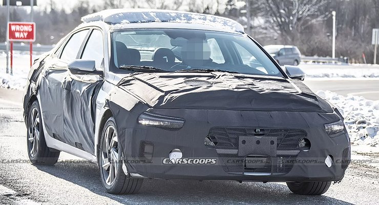 Updated Hyundai Elantra lit up during road tests