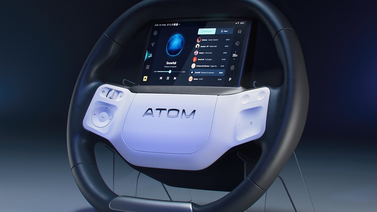 Just like supercars: Atom showed a new steering wheel with screen